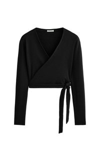 RIB COTTON WRAP - Top dugih rukava - black