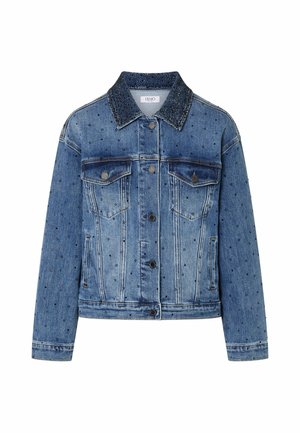LIU JO, LIU JO DENIM JACKET WITH MICRO RHINESTONES - Τζιν μπουφάν - blue