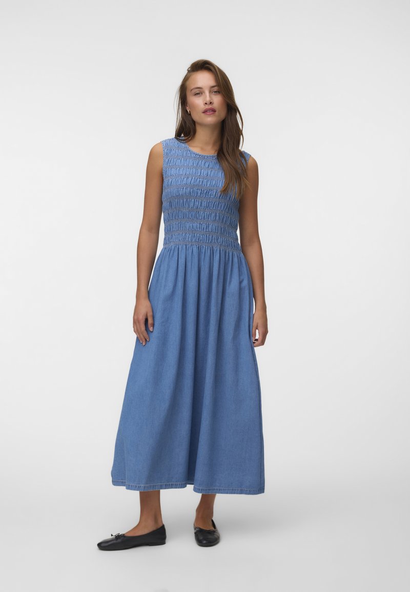 denim smock dress uk Vero Moda NERINA ANKLE - dress Blue Size:44½ (EU) / 11½ (US) / 10½ (UK) Size_01 Corset dresses are trending featuring an oversized Peter