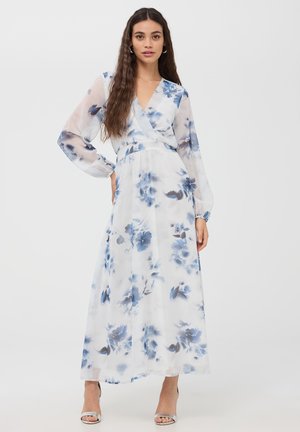 Terranova LUNGO CON SCOLLO INCROCIATO A FANTASIA - Vestito lungo - celeste