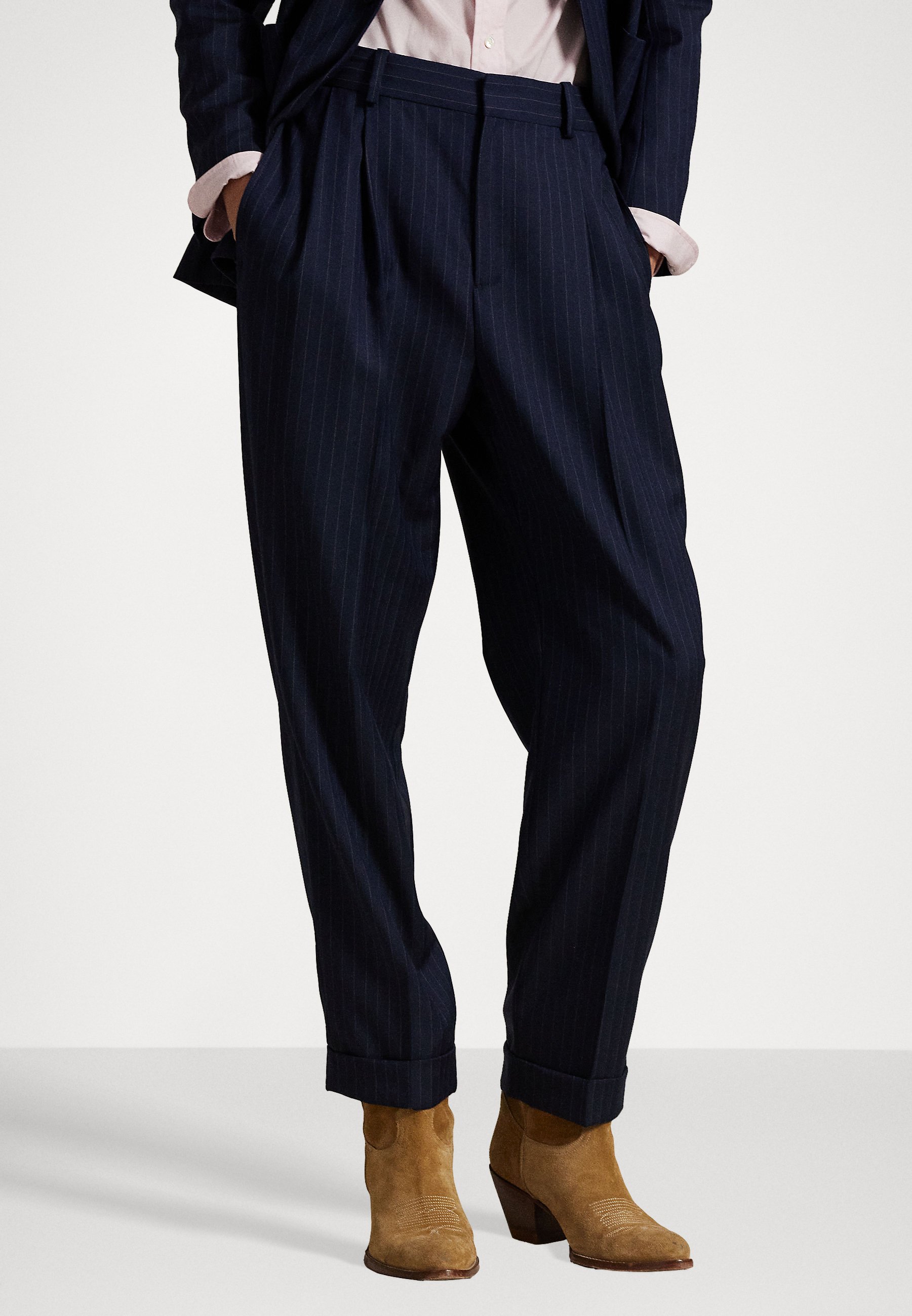 Polo Ralph Lauren PINSTRIPE WOOL-CASHMERE PLEATED TROUSER - Suit