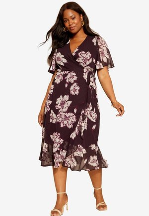 Curves Like These FLUTTER SLEEVE MIDI REGULAR FIT - Vardagsklänning - red