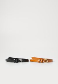 PCPIONA SLIM JEANS BELT 2 PACK - Riem - black packcognac