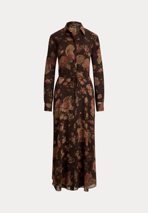 Lauren Ralph Lauren, FLORAL CHIFFON SHIRTDRESS - Риза рокля - brown multi