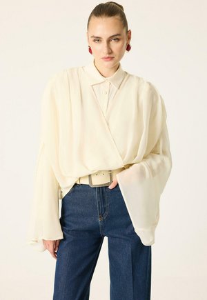 Touché Privé, CROSS-OVER TULLE BLOUSE - Blouse - ecru