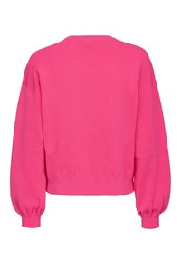 Rosa kort sweatshirt med långa, puffiga ärmar och rund halsringning. Tillverkad av mjukt material med en slät textur och ribbade mudd.