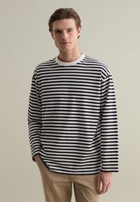 PIOMBO BOXY-FIT STRIPED - Langarmshirt - white blue