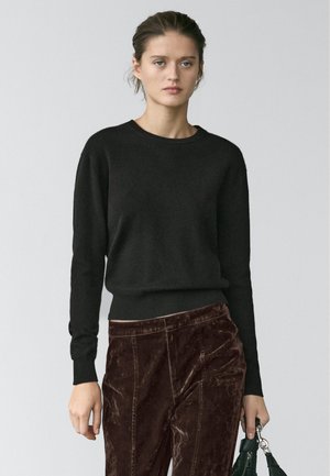 Massimo Dutti CREW NECK WITH LONG SLEEVES - Strickpullover - black
