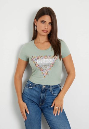 Guess BOUQUET TRIANGLE - T-Shirt print - hellgrün