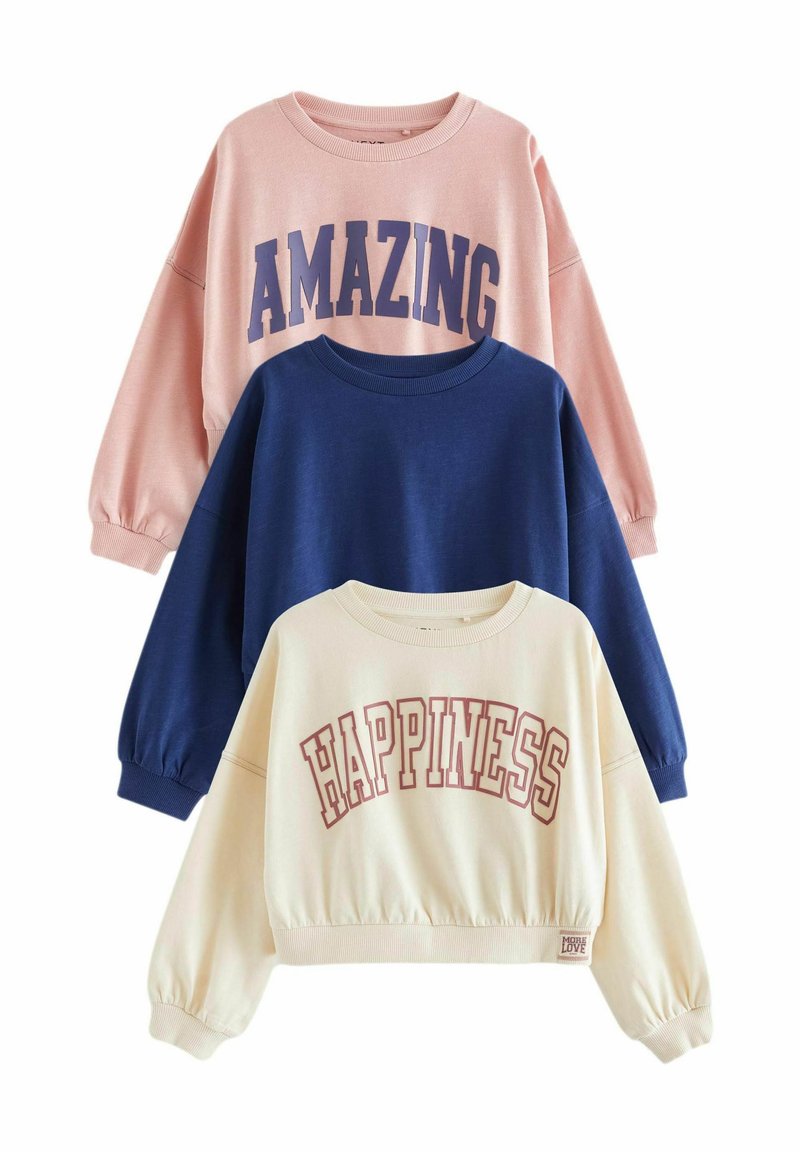 Next VARSITY GRAPHIC 3 PACK - Bluză de molton - pink blue