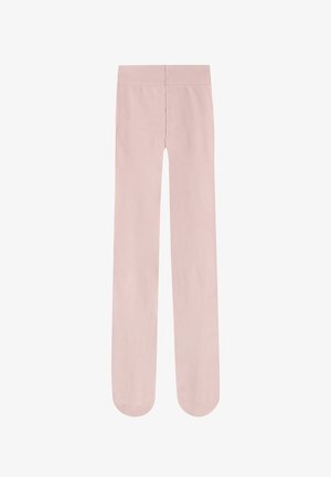 Light pink leggings featuring a seamless design, elastic waistband, and smooth texture, designed for comfort and flexibility.