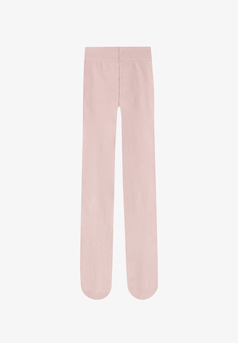 Ljust rosa leggings med sömlös design, elastisk midja och mjuk textur, utformade för komfort och flexibilitet.