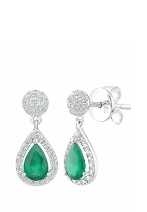 KARAT WITH TEARDROP SHAPED EMERALD - Korvakorut - white gold-coloured