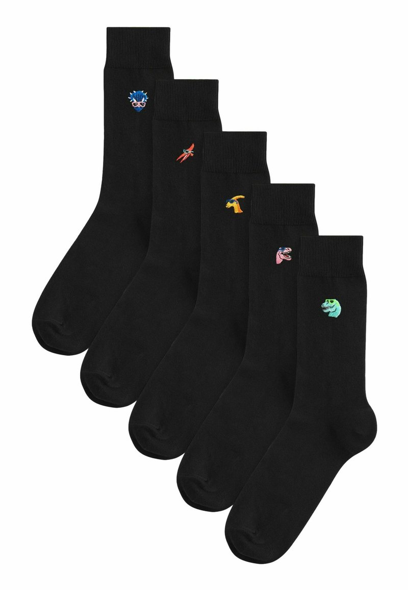 Next EMBROIDERED FIVE PACK - Calze - black summer dinosaurs