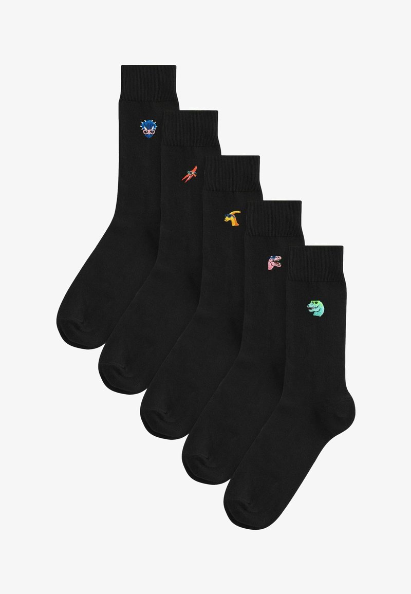 Next EMBROIDERED FIVE PACK - Kojinės - black summer dinosaurs