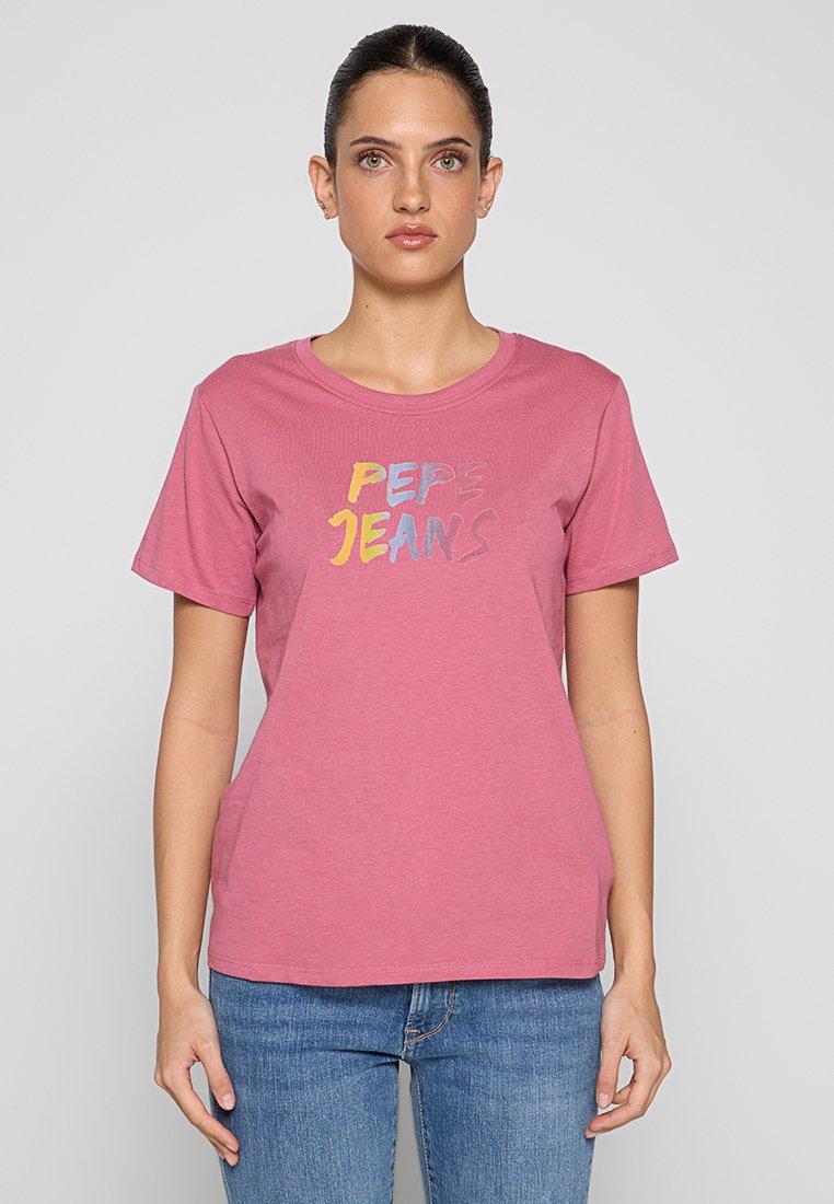Pepe Jeans T-shirt print donkerroze
