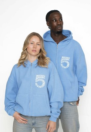 HOODIE WAFFLED - Bluză de molton cu fermoar - azurine