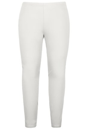 Witte legging met een gladde textuur, elastische tailleband en aangesloten silhouette. Gemaakt van rekbaar materiaal voor comfort en flexibiliteit.