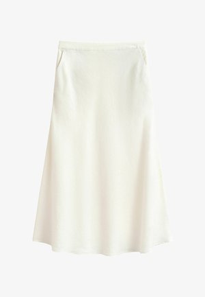 Roomkleurige, knielange rok met een A-lijn silhouet en subtiele zijzakken, gemaakt van zachte, lichte stof.