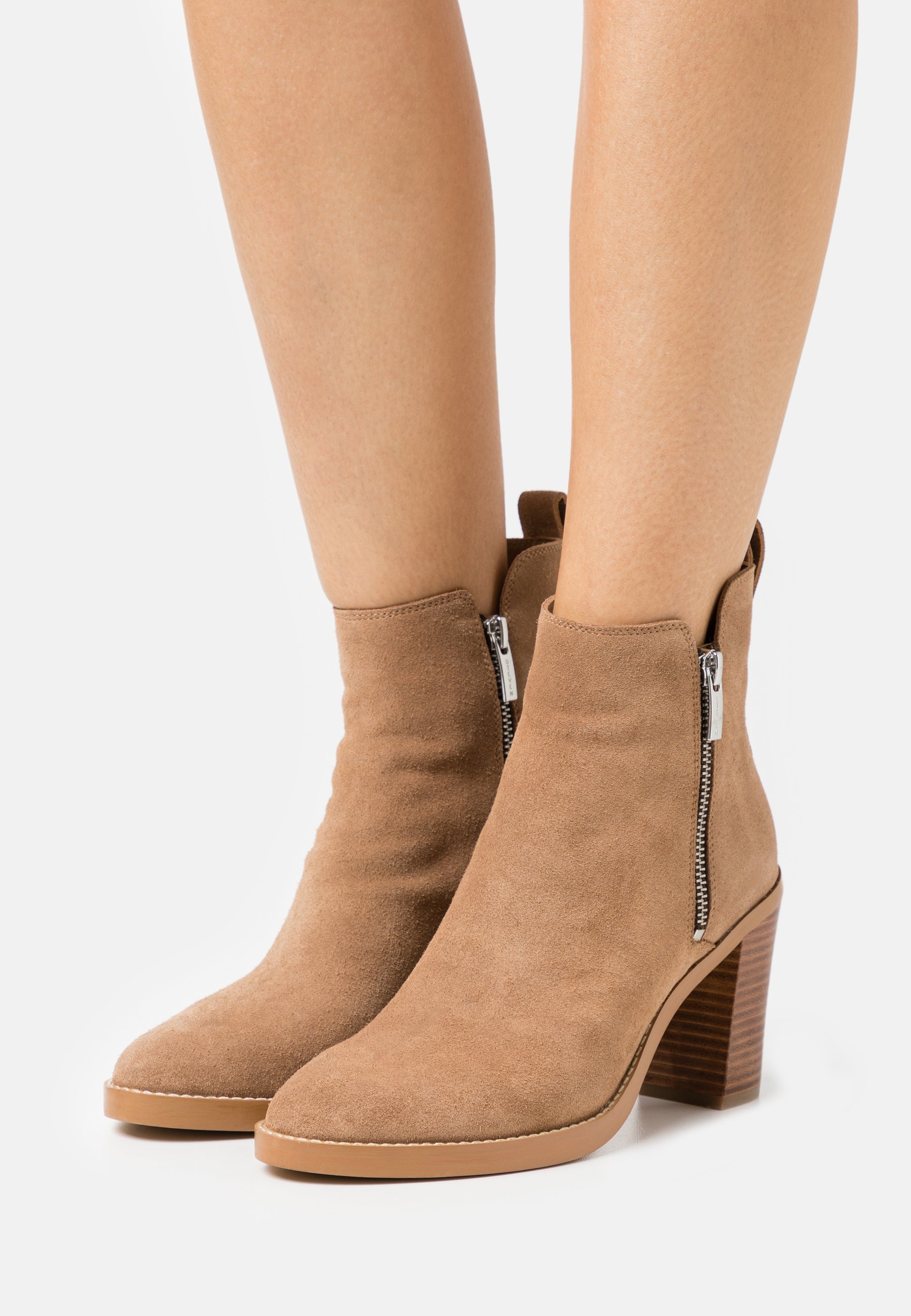 chestnut suede booties