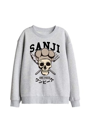 NETFLIX, ONE PIECE SANJI COLLEGIC SKULL UNISEX - Sweatshirt - mottled light grey