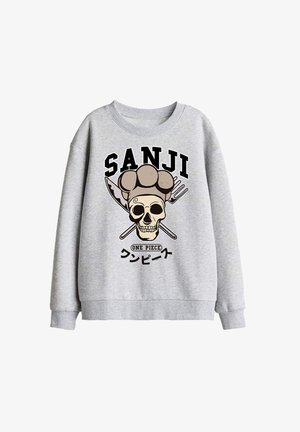 NETFLIX, ONE PIECE SANJI COLLEGIC SKULL UNISEX - Sweatshirt - mottled light grey
