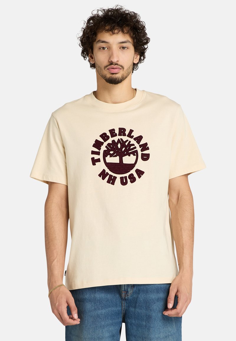 Timberland HOLIDAY FRONT GRAPHIC SHORT SLEEVE - Camiseta estampada - natural
