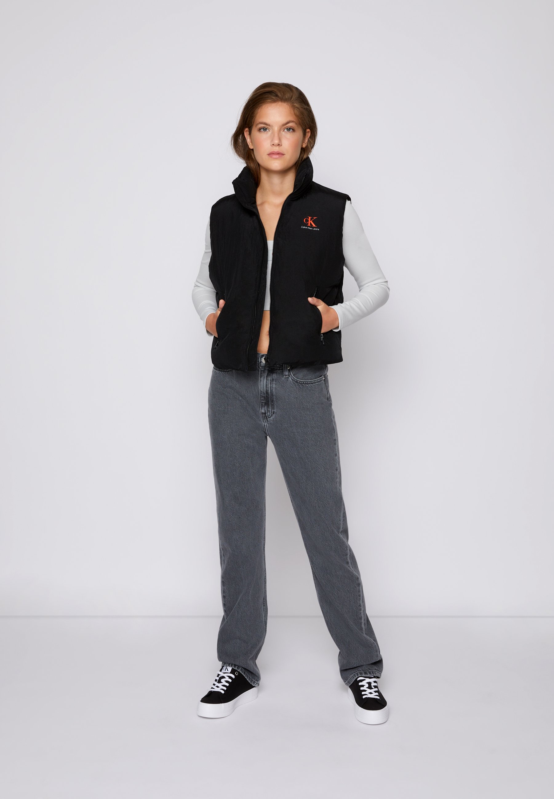 calvin klein black puffer vest