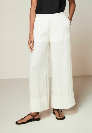 TEXTURED WIDE  - Trousers - ecru