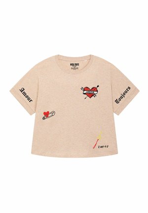 AMOUR TOUJOURS OVERSIZED ROLL UP  - T-shirt con stampa - mottled beige