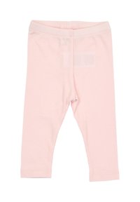 Světle růžové bavlněné legíny s ribbovanou texturou, elastickým pasem a přiléhavým střihem, vhodné pro každodenní nošení.