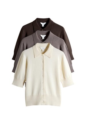 THE SET, REGULAR FIT - 3 PACK SHORT SLEEVE  - Cardigan - chocolate brown neutral taupe cream