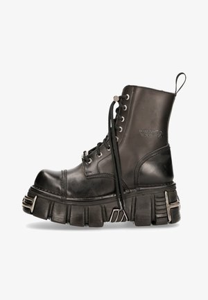 New Rock Bottines à plateau - schwarz