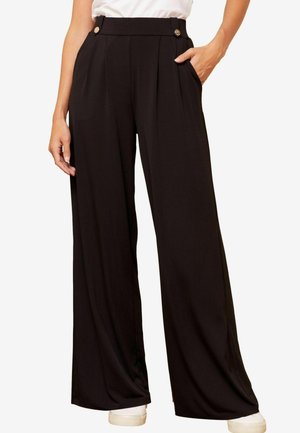 Love & Roses PONTE WIDE TAB DETAIL - Kalhoty - black