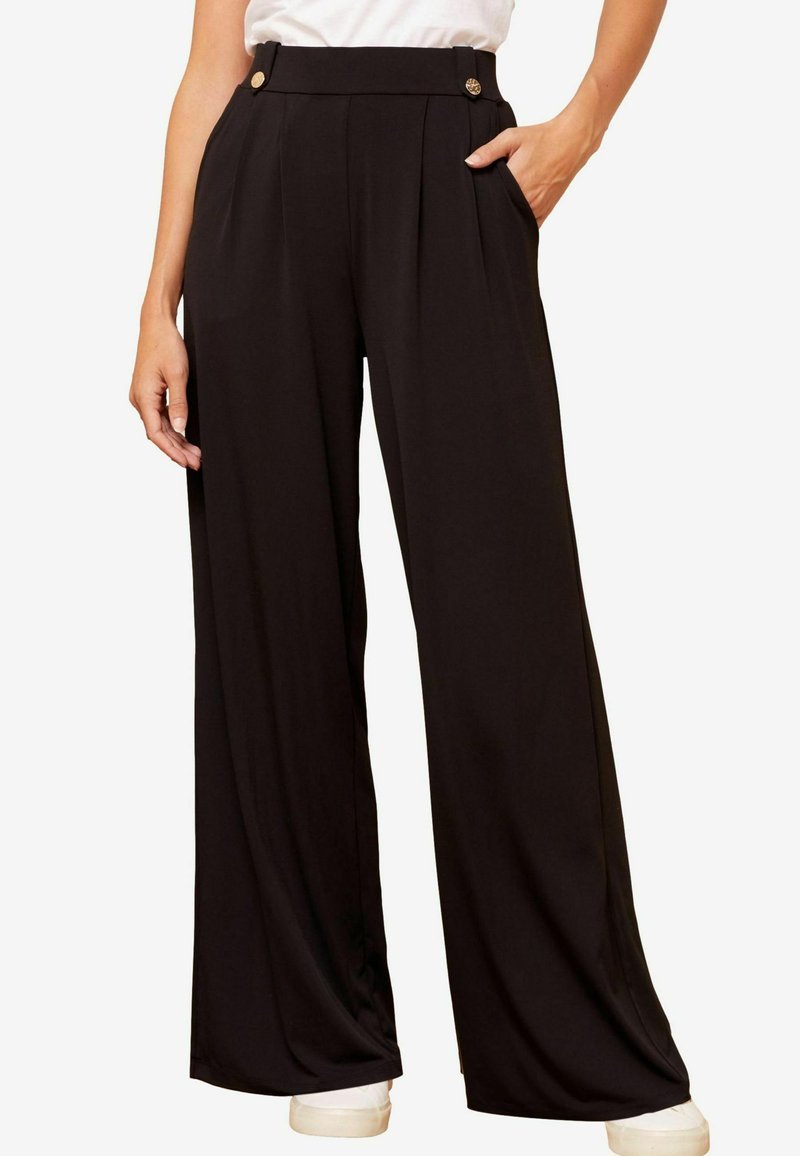 Love & Roses PONTE WIDE TAB DETAIL - Auduma bikses - black