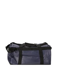 Laavinsininen vedenpitävä urheilukassi mustilla remmeillä, suorakaiteen muotoinen, sileä pinta ja tilava sisätila. 50L kapasiteetti.