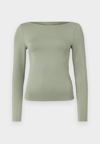 Long-Sleeve Sculpt Matte Fabric Tuckable Slash Top - Long sleeved top - shadow