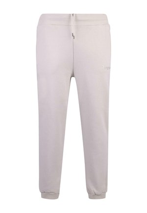 Helle graue Jogginghosen aus weichem Baumwollmix-Gewebe. Mit einem gerippten Bund, elastischen Bündchen und gesticktem Text an der Seite.