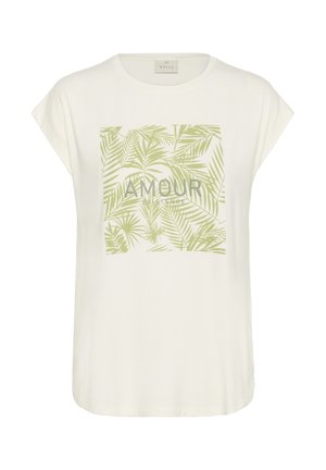 Kaffe SOFIA  - T-shirt imprimé - chalk w foam green