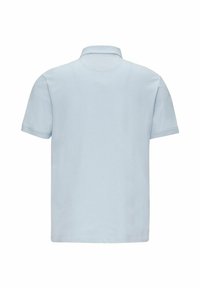 Hellblaues Kurzarm-Polohemd, von hinten gezeigt, mit Kragen und ohne sichtbare Logos oder Muster.