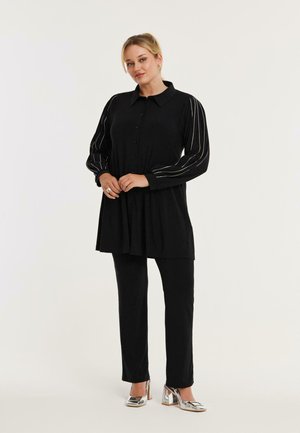 MIT LANGARM - Hemdbluse - black