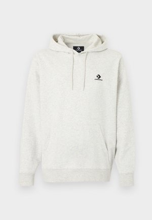 Helehall kapuutsiga pusakemps, mis on valmistatud pehmest kangast, varustatud kängurutasku, paeltega kapuuts ja must Converse'i logo vasakul rinnal.