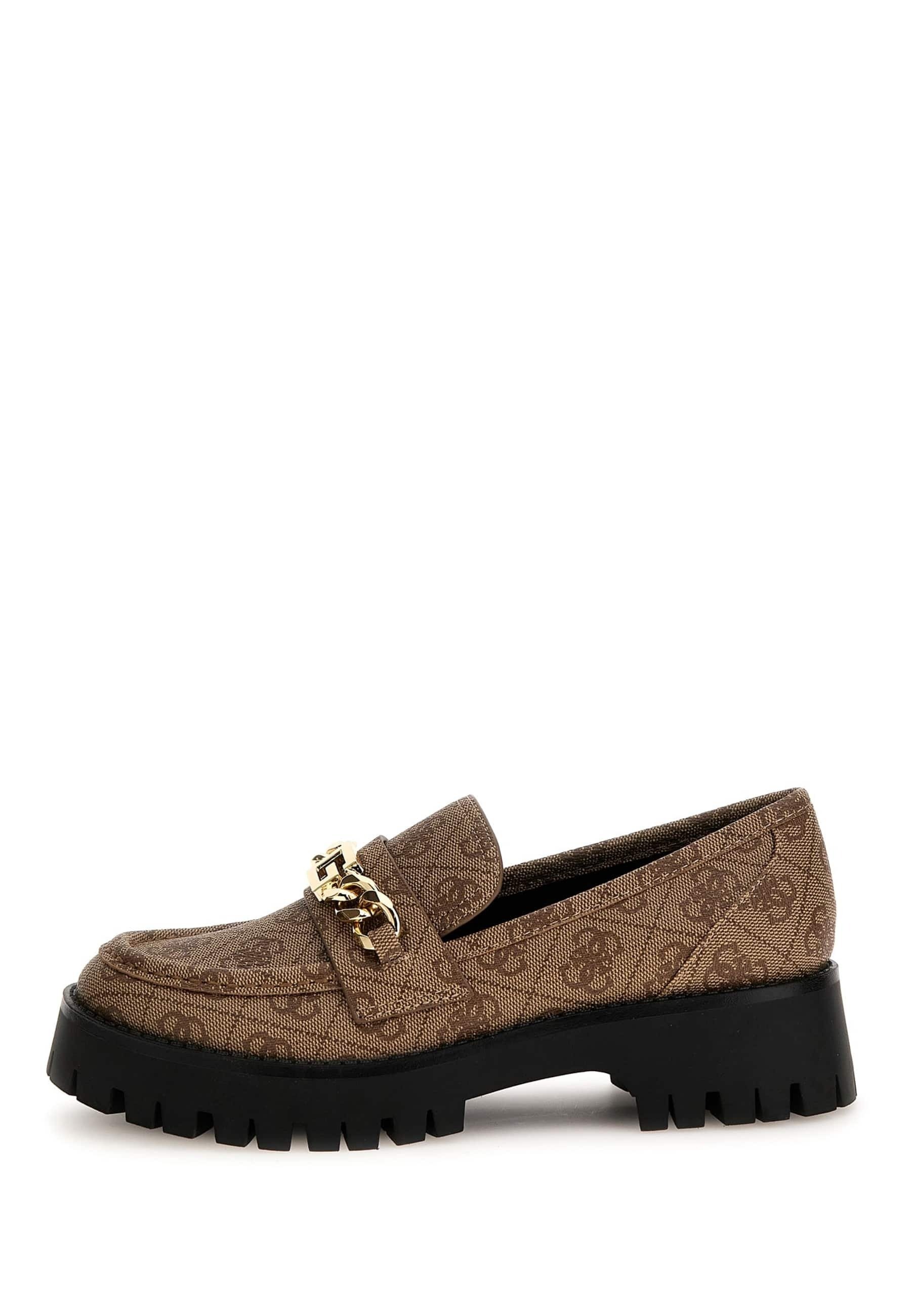 GUESS Damen Isaac Slipper – Klassischer Slip-On Loafer Mit Metallischen Details