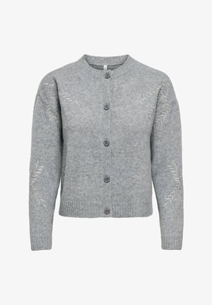 ONLY, ONLBEAUTY LS O-NECK EMB CARDI KNT - Жилетка - medium grey melange
