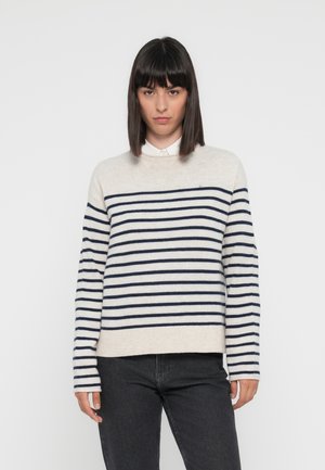 Pullover - heather oatmilk/dark night navy