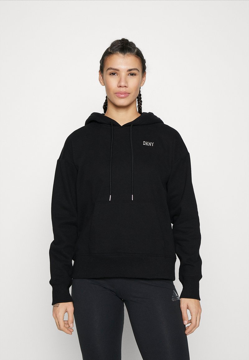 DKNY - METALLIC BUBBLE LOGO HOODIE KANGA POCKET - Felpa con cappuccio - black/silver, Ingrandire