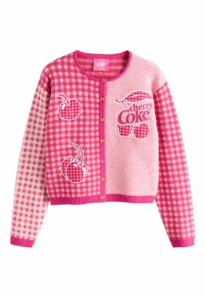 Next, TALL FIT - CREW NECK KNITTED CARDIGAN . - Strickjacke - pink gingham cherry coke