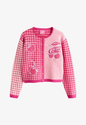Next, TALL FIT - CREW NECK KNITTED CARDIGAN . - Strickjacke - pink gingham cherry coke