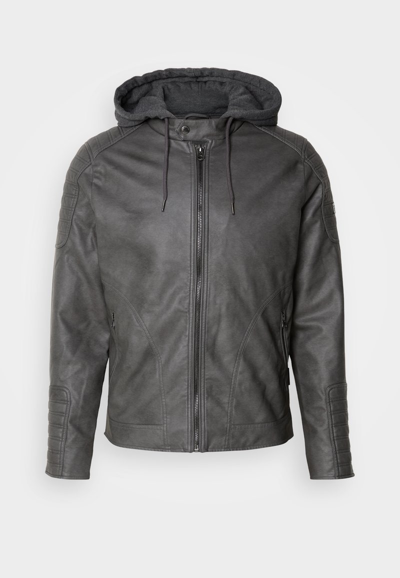 INDICODE JEANS Imitatieleren jas donkergrijs INDICODE JEANS Imitatieleren jas donkergrijs