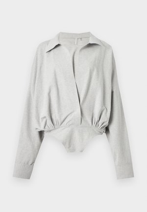Norma Kamali SUPER OVERSIZED BOYFRIEND SHIRT BODYSUIT - Body - light heather grey